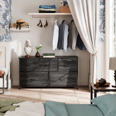 Fabric Dresser for Bedroom, Wide 5-Drawer Chest of Drawers with Storage Organizer Unit