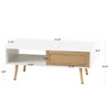 Anybear 41.34" White Rattan Coffee Table, Sliding Door For Storage - 4 of 4