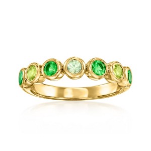 Ross-Simons 0.10 Carat Green Sapphire and .60 ct. t.w. Tsavorite Ring With .20 ct. t.w. Peridots in 18kt Gold Over Sterling - 1 of 4