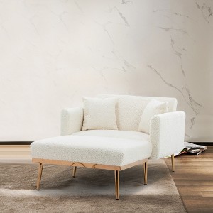 62.2'' Teddy Upholstered Chaise Lounge Chair with Adjustable Backrest, Armrest, Soft Cushions and Removable Cover for Living Room - 1 of 4