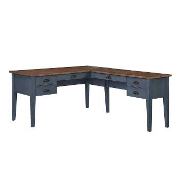 Open L-Shaped Pedestal Writing Desk Blue - Fairmont Collection - Martin Furniture
