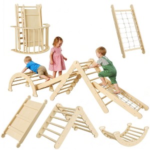 Garvee Foldable Baby Climbing Toys Wooden Climbing Set with Arch, Ramp & Ladder - 1 of 4