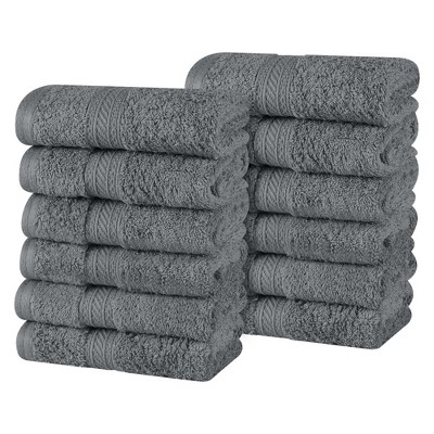 Cotton Plush Soft Highly-Absorbent Heavyweight Luxury Face Towel Washcloth Set of 12 by Blue Nile Mills