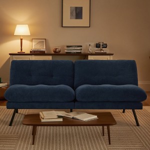 Dyonery 72" Morden Folding Loveseat with 6.7" Thick Removable Cushion for Living Plush Terry Cloth Convertible Futon Sofa Bed with Adjustable Backres - 1 of 4