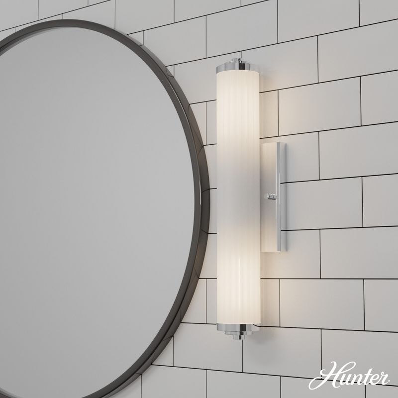 18" 2-Light Holly Grove Cased White Glass Bathroom Vanity Wall Light - Hunter Fan, 3 of 7