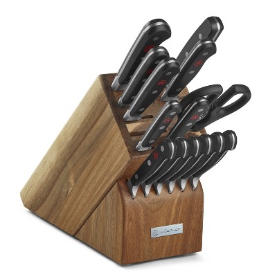 Farberware Triple Riveted Knife Block Set, 15-Piece, Navy and Gold