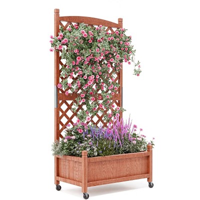 Raised Garden Bed on Wheels, Elevated Raised Wood Planter Box with Legs, Elevated Garden Bed for Vegetables, Standing Garden Container for Backyard