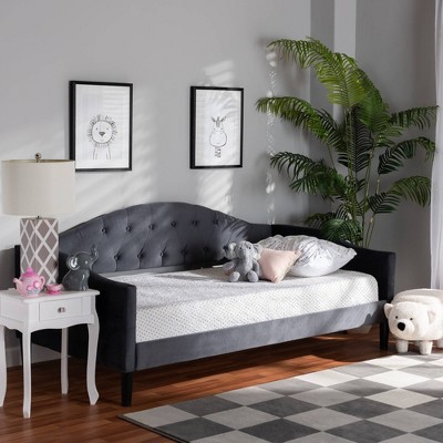 Luxurious Velvet Upholstered Full Daybed with Wood Frame and Tufted Design