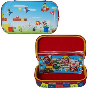 Super Mario Pencil Case Set with Stickers and Gel Pens for Kids, Molded with Zip Closure - 1 of 1