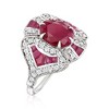 Ross-Simons 4.40 ct. t.w. Ruby and .66 ct. t.w. Diamond Ring in 18kt White Gold - 3 of 4