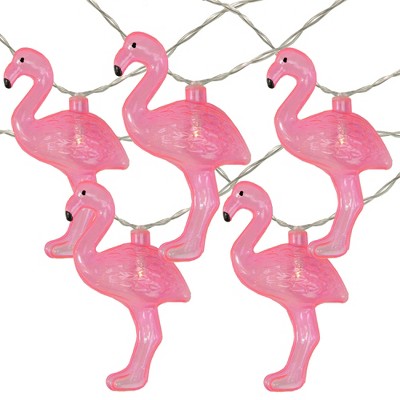 Northlight 10ct Battery Operated Flamingo Summer LED String Lights Warm White - 4.5' Clear Wire