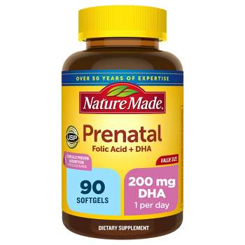 Nature Made Prenatal with Folic Acid + DHA, Prenatal Vitamin and Mineral Supplement Softgels