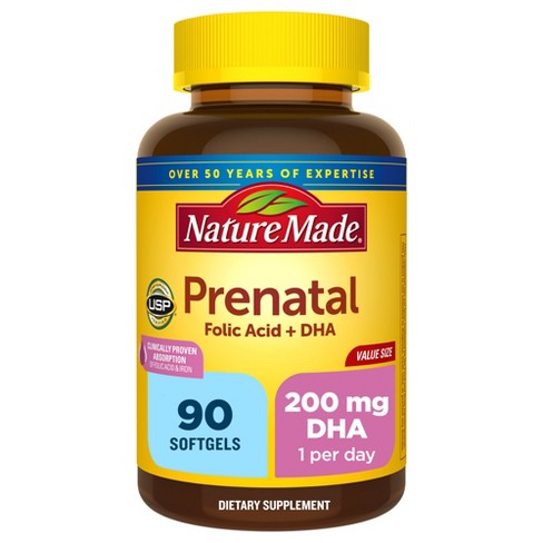 Nature Made Prenatal with Folic Acid + DHA, Prenatal Vitamin and Mineral Supplement Softgels - image 1 of 3