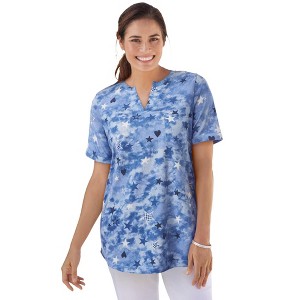 Woman Within Notch-Neck Pocket Tee - 1 of 4