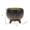 HomeRoots Antiqued Bronze And Pewter Clay 7 Ounce Geometric Pot Planter - 3 of 4
