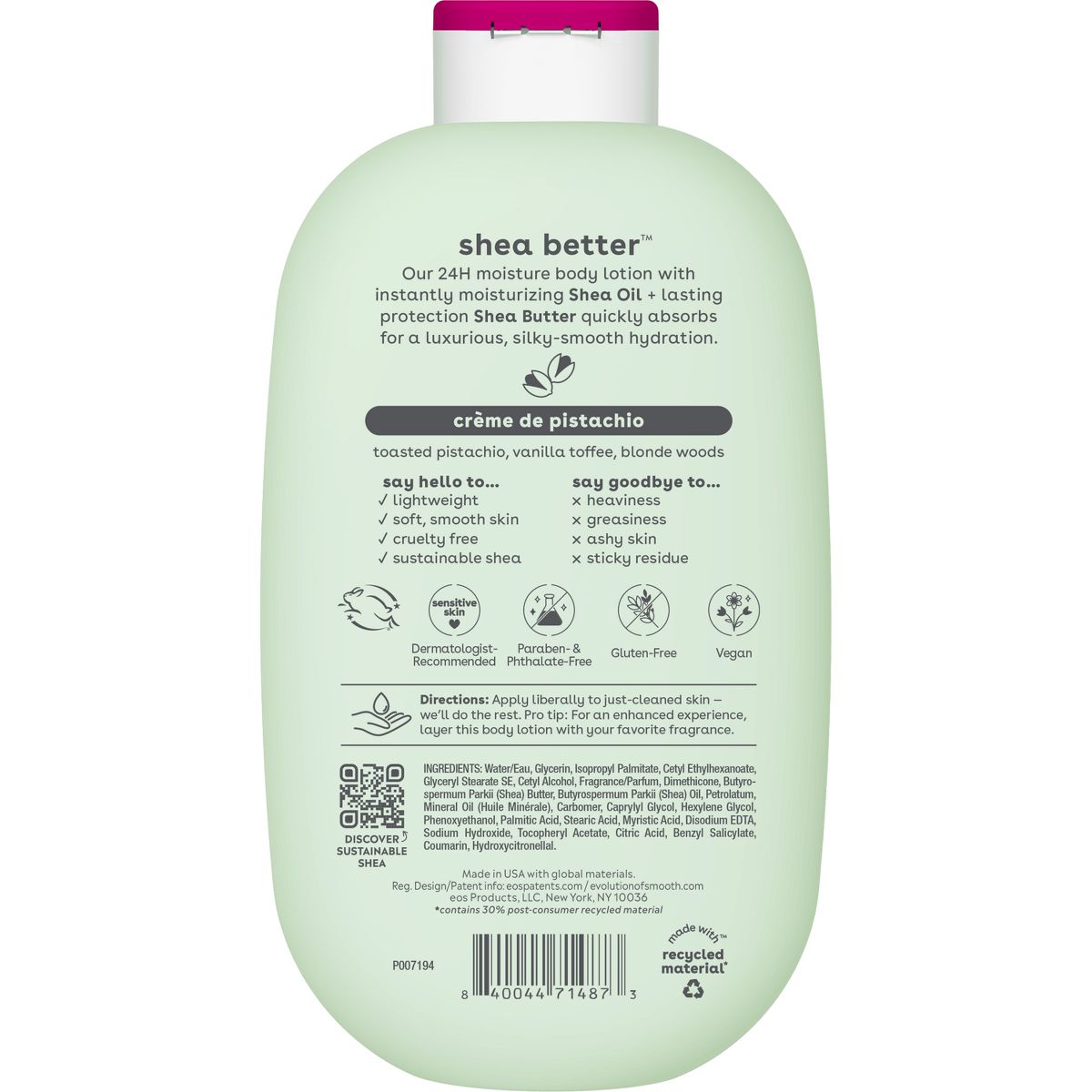 eos Shea Better 24H Moisture Body Lotion - Crème de Pistachio - 16 fl oz - thumbnail 2