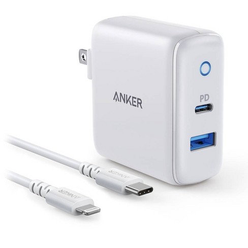Anker 2-port Powerport 30w Power Delivery Wall Charger (with 3' Powerline  Select Lightning To Usb-c Cable) - White : Target