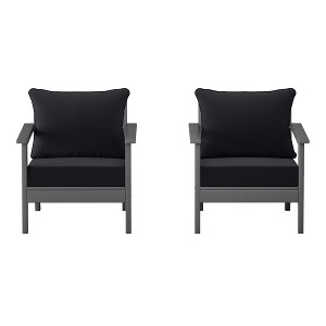 WestinTrends Avalon Outdoor Modern HDPE Patio Club Chairs with Deep Seat Cushions (Set of 2) - 1 of 4