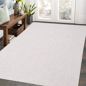 Modern Solid Textured Area Rug Ultra-Thin Low Pile Washable Rug - 1 of 4