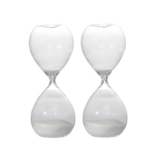 TopComfy Decorative Object Ferdinand 60 Minute Hourglass Set of 2 for Modern Home Decor, White, 7"*3.5"*10" - 1 of 4