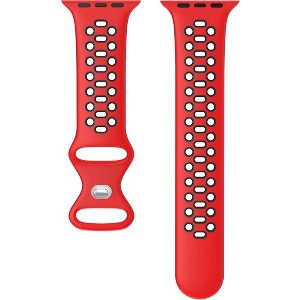 Worryfree Gadgets Silicone Band for Apple Watch 42mm 44mm 45mm 49mm Breathable Sports band iWatch Series 8 7 6 SE 5 4 3 2 1 for Men Women, Black/Gray - 1 of 4
