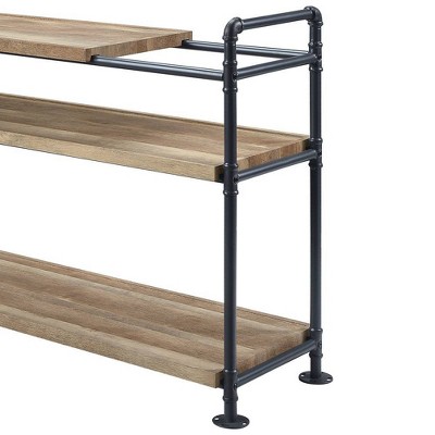 Modern Farmhouse Rustic Black Metal and Oak Wood 48" Bookshelf