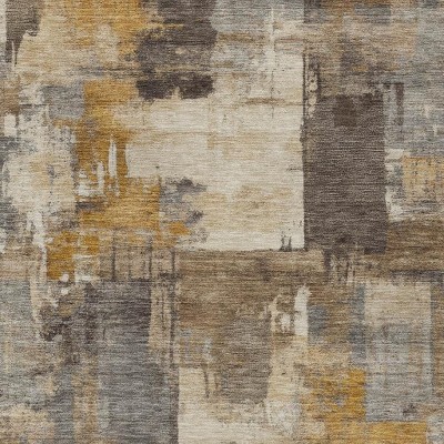 HomeRoots 9' X 12' Brown Beige And Charcoal Abstract Washable Indoor Outdoor Area Rug