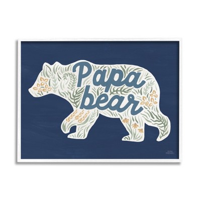Stupell Industries Blue Floral Papa Bear Framed Giclee Art