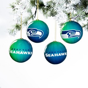 Evergreen Holiday Ball Ornaments, Set of 12, Seattle Seahawks - 1 of 4