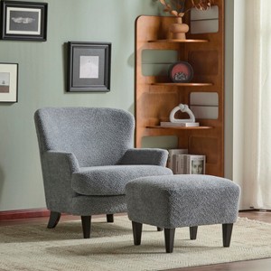Christopher Knight Home Gerald Contemporary Boucle Upholstered Club Chair and Ottoman Set - 1 of 4