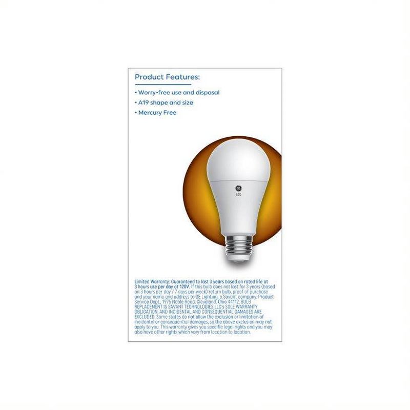 GE 6-12-17W 3-Way A19 LED Medium Base Light Bulb, 2 of 5