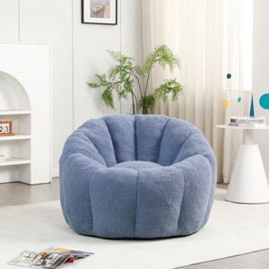 Teddy Fabric Bean Bag Chair with Backrest and Armrests, Foam-Filled Lounge Sofa for Adults and Kids, Cozy Floor Seating-Baofuwish - 1 of 4