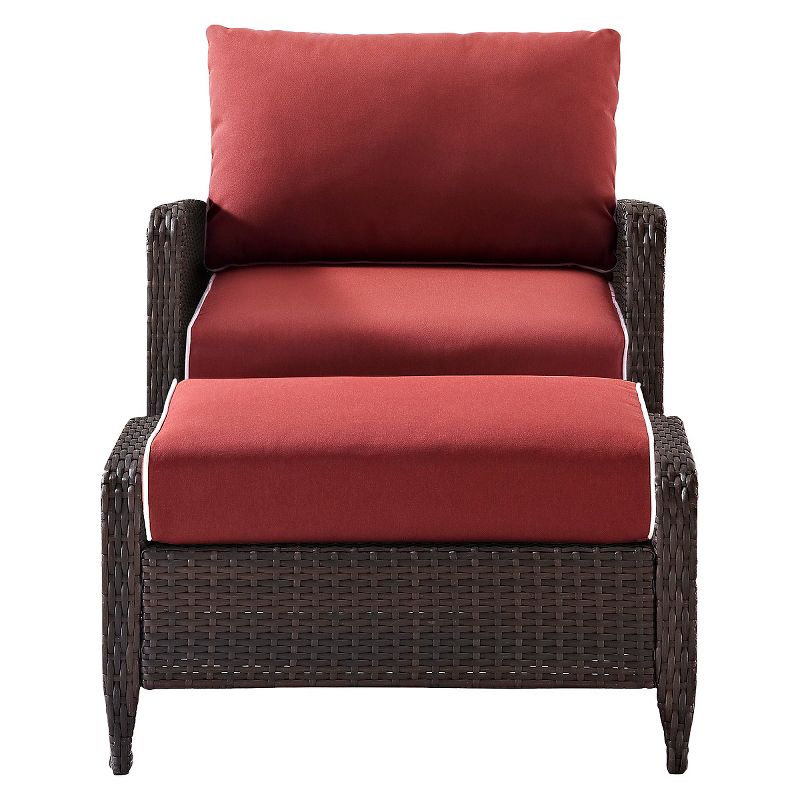 Kiawah 2pc Wicker Patio Chair with Ottoman Seating Set - Crosley, 3 of 12