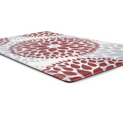 Red and White Modern Floral Anti-Fatigue Standing Mat 18" x 47"