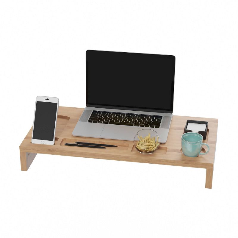 3.5&#34; x 12&#34; Bamboo Monitor Stand and Desk Organizer  - Hastings Home, 3 of 5