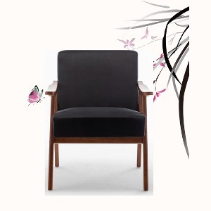 VYNXARIA Black Velvet Accent Chair with Solid Wood Frame for Modern Living Spaces - 1 of 4