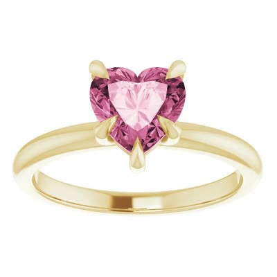 Pompeii3 7mm Pink Topaz Women's Heart Ring in 14k Gold 7mm Tall