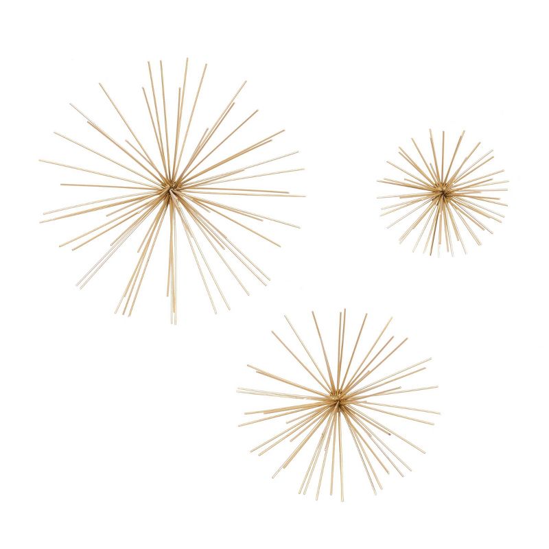Contemporary Metal Starburst 3D Wall Decor Set of 3 Gold - Olivia &#38; May, 1 of 19