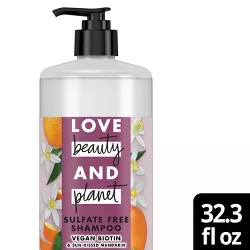 Love Beauty and Planet Pump Shampoo Sulfate Free Vegan Biotin & Sun-Kissed Mandarin 5-in-1 Multi-Benefit - 32.3 fl oz
