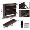 DOMETOUR Mirror Shoe Cabinet with 2 Tier Drawers, Entryway Shoe Organizer, Storage Rack with Mirror and 1 Drawer, Brown Finish - 3 of 4