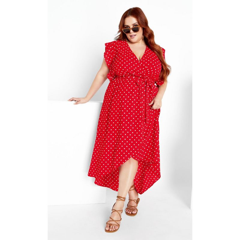 Women's Plus Size Fresh Spot Maxi Dress - tango red | CITY CHIC, 3 of 9