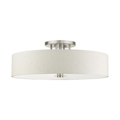 Modern Brushed Nickel 6-Light LED Drum Semi-Flush Mount