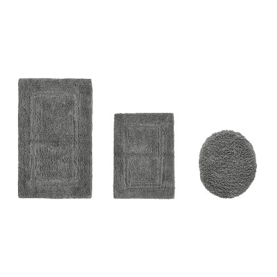 Lux Premium 100% Cotton  Ultra-Soft Tufted Solid Reversible 3 Piece Bath Rug Set, Water-Absorbent, Durable, Machine Washable Bathroom Rug