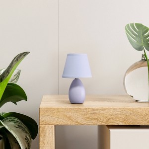 9.45" Petite Ceramic Oblong Bedside Table Desk Lamp with Matching Tapered Drum Shade - Creekwood Home - 1 of 4
