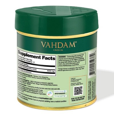 VAHDAM Organic Ashwagandha Indian Ginseng Root Powder - 2.47oz