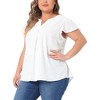 Agnes Orinda Women's Plus Size Summer V-neck Ruffle Short Sleeve Swiss Dot Flowy Blouses - 2 of 4