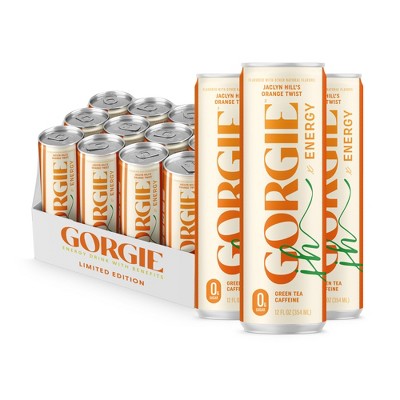 Gorgie Sugar Free Natural Energy Drinks, Jaclyn Hill Orange Twist - 12 Fl Oz Can (Pack of 12)