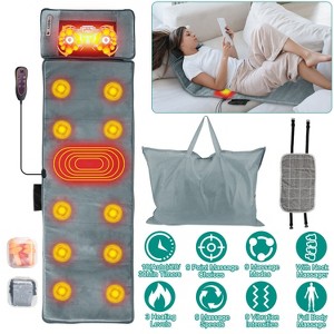 Angel Sar Full Body Massage Mat with Heating Neck Kneading Pillow, 10 Targeted Massage Points，9 Vibration Modes & Speeds, 3-Level Lumbar Heat Therapy - 1 of 4