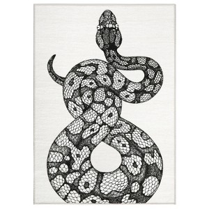 Washable Modern Snake Printed Rug Non Slip Low Pile Rug Soft Contemporary Throw Floor Cover Foldable Indoor Carpet for Living Room Bedroom Playroom - 1 of 4