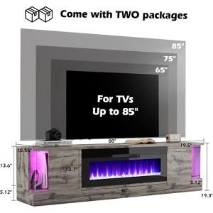 70" LED Lights Entertainment Center with Flip Doors & Corner Glass Decor - 1 of 4